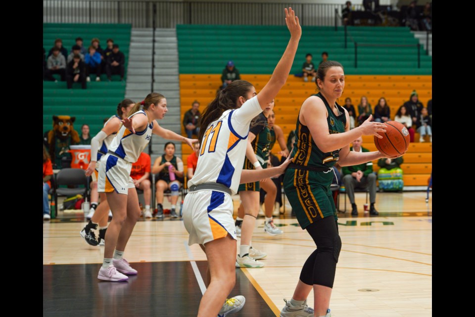 UNBC forward Sveta Boykova delivered a 16-point, 13-rebound, seven-assist performance to trigger a 64-55 win over the visiting UNBC-Okanagan Heat Friday at the NSC.