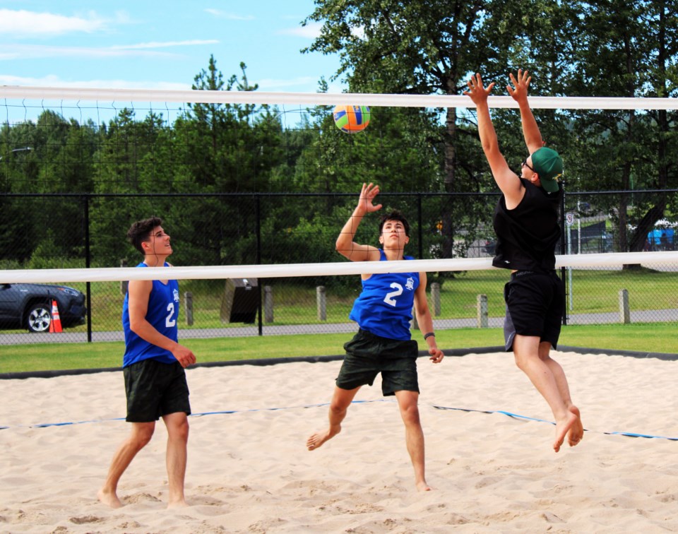 BC Games beach volleyball Cariboo-Northeast practice game vs Kootenays