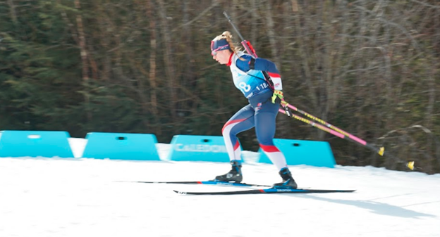 Ciara Mitchellof Great Britain on her way to a fifth-place finish in the women's 7.5 km sprint at the Canadian biathlon championships at Otway Nordic Centre. 