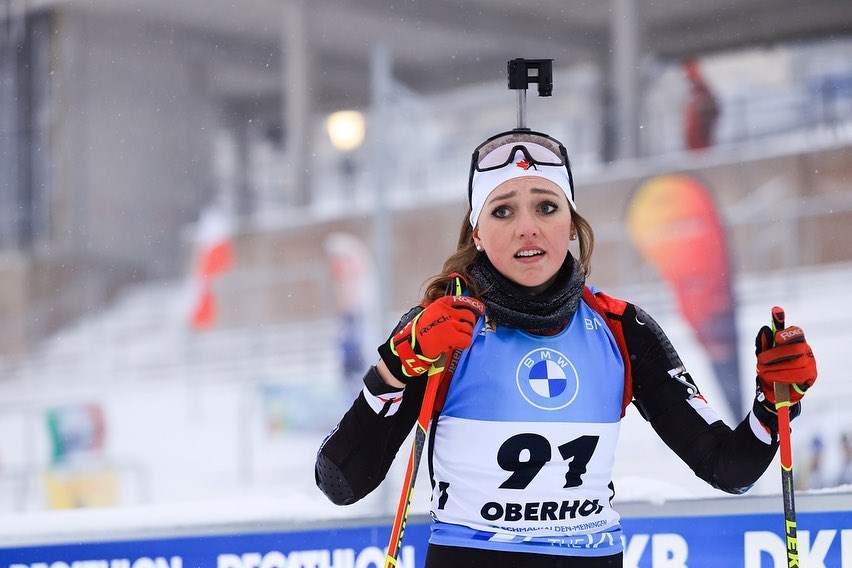 Emily Dickson of Burns Lake took on the world's top biathletes Sunday in a World Cup pursuit in Oberhof, Germany.