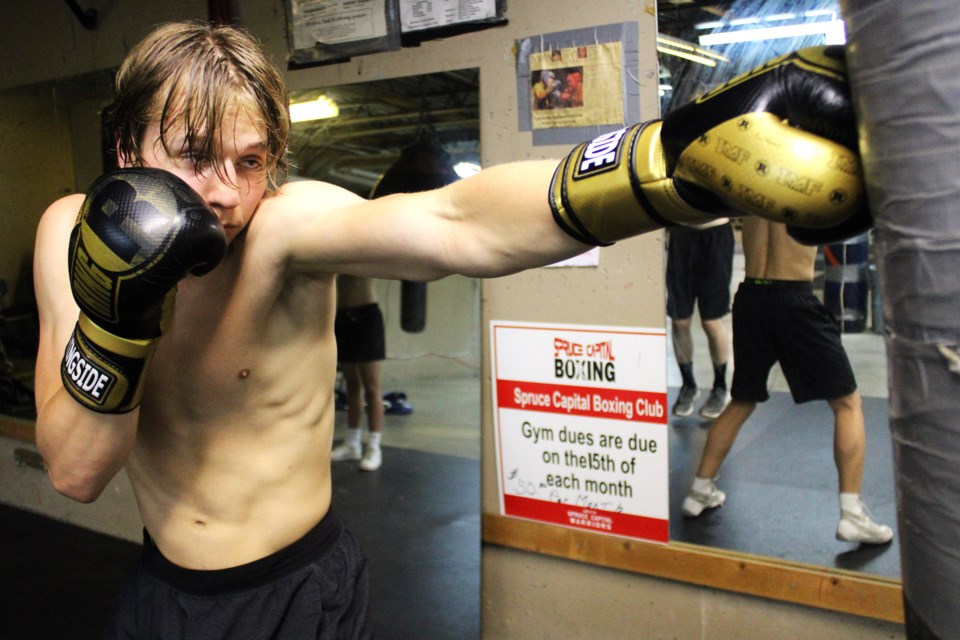Sixteen-year-old Liam Harvey of Spruce Capital Boxing Club will take on Josh Zacharias of Prince George thjis Saturday at Rumble 32 in Quesnel.