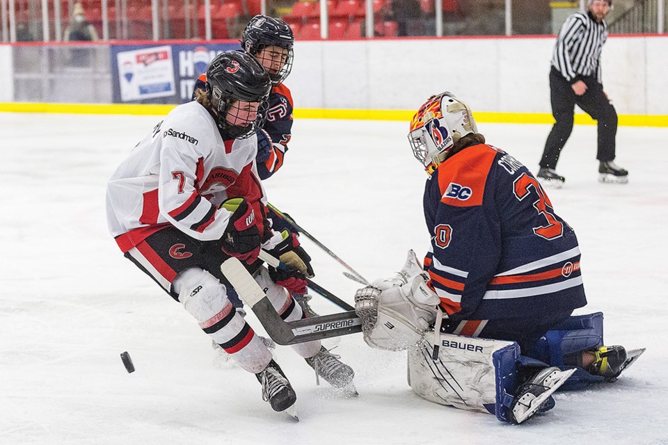 Citizen Photo by James Doyle. The Cariboo U15AAA Cougars hosted the Thompson U15AAA Blazers on Sunday morning in Kin 1.