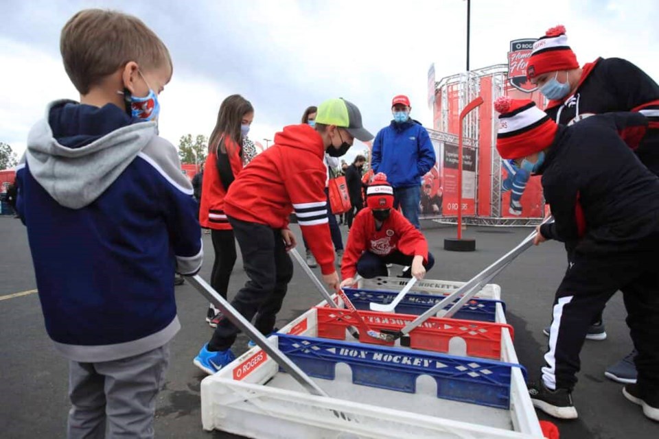 Kids are in for some fun this weekend trying out the interactive hockey exhibits featured this weekend as the Rogers Hometown Hockey festival comes to the CN Centre parking lot.
