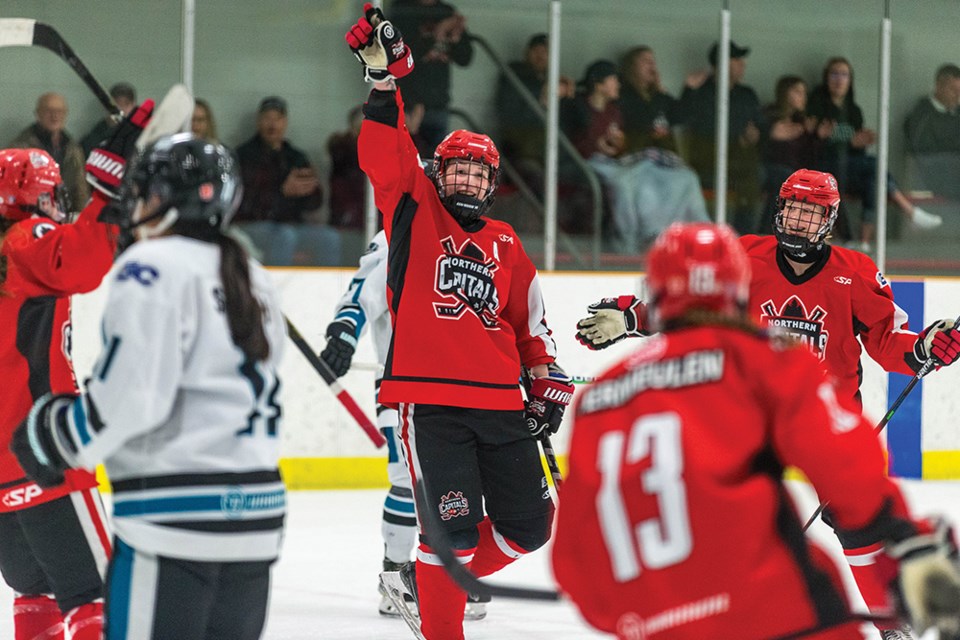 Citizen Photo by James Doyle. The Northern Capitals took on the Vancouver Island Seals on Saturday morning in Kin 2 in the second game of their best-of-three BCEHL Female U18AAA semi-final playoff series.