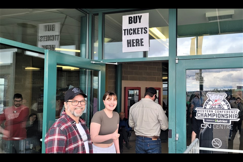 Cougar fans lined up early Monday morning at the CN Centre box office to buy the few remaining tickets for tonight's Game 6 that went on sale at noon. The Cougars meet the Portland Winterhawks at 7 p.m.