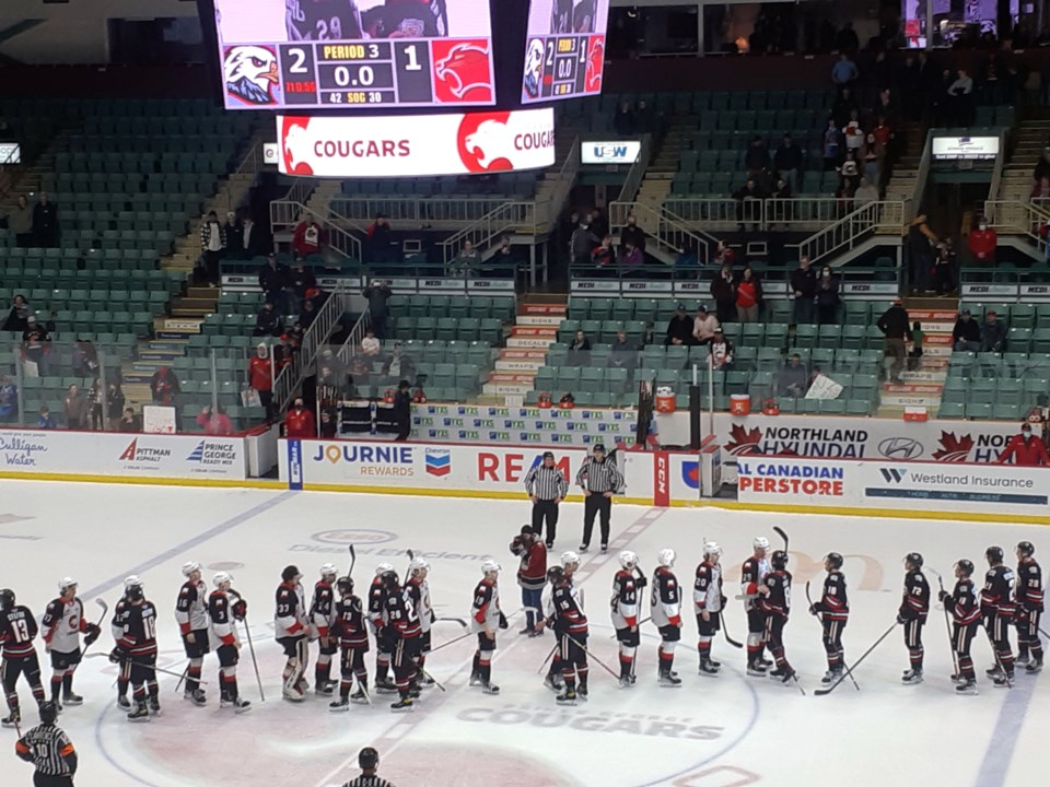 Cougars vs Winterhawks handshakes April 27 2022