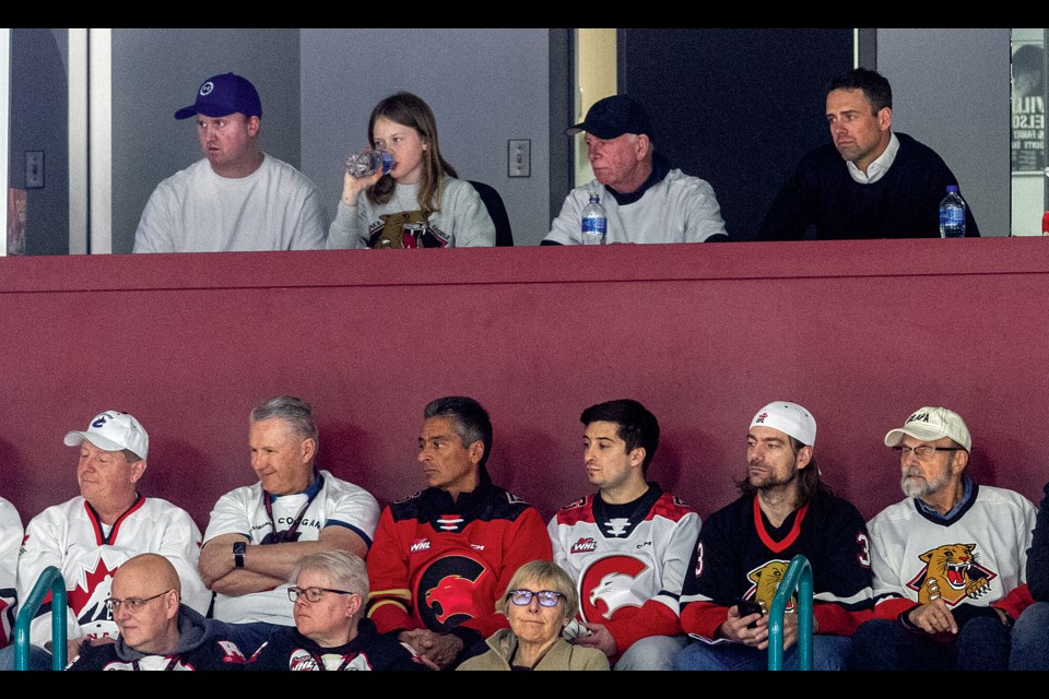 Prince George Cougars co-owner and former Vancouver Canuck Dan Hamhuis (top row, far right) and his family attended Game 2 of the Spokane series March 30 at CN Centre. 