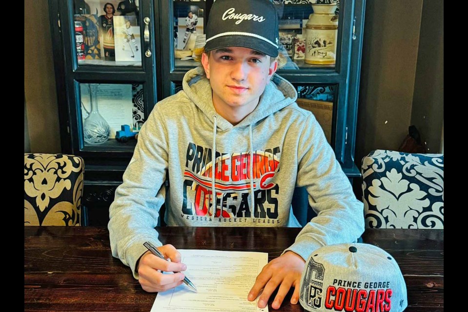 Forward Cohen Baker signs a WHL scholarship and development with the Prince George Cougars, who selected him 17th overall in the 2025 WHL Prospects Draft.