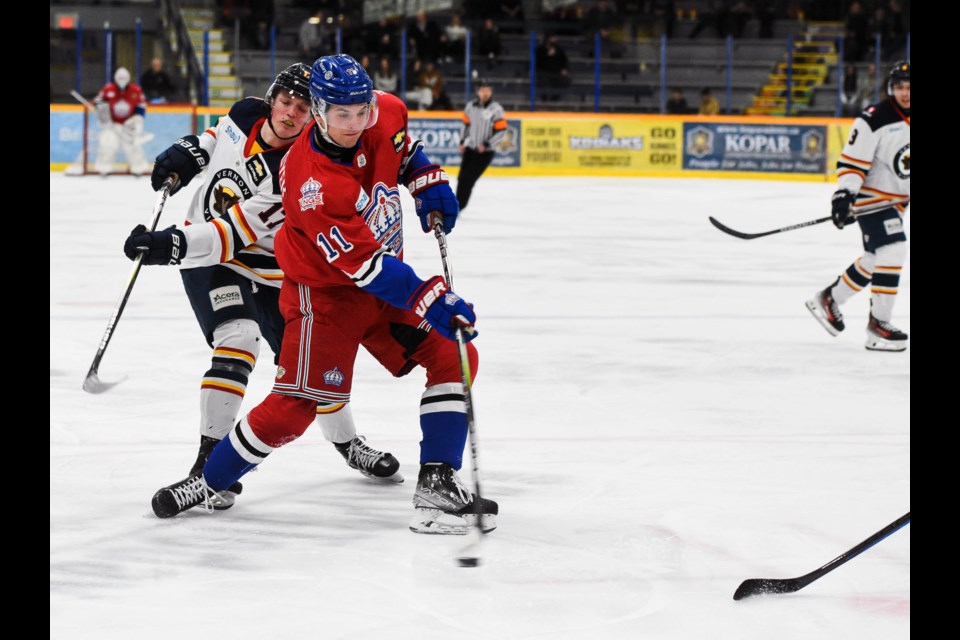 Right winger Alexis Cournoyer has been a key contributor to the Spruce Kings since joining the team from the QMJHL last summer.