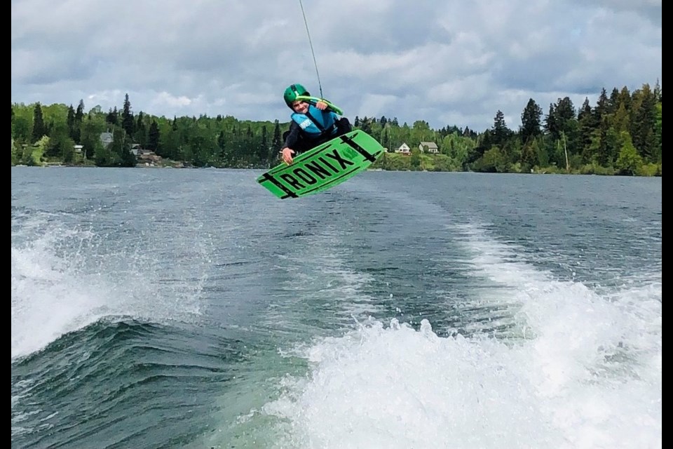 Jake Birkhiem, 12-year-old Prince George wakeboarder, will compete in towed watersports at Ness Lake during the BC Summer Games July 21 to 24.