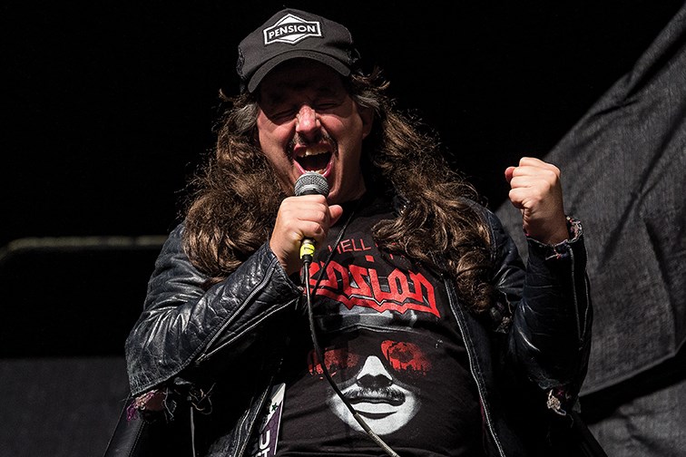 Dean "The Deaner" Murdoch, star of Fubar and Fubar 2, and lead singer of Nightseeker, does a live Q&A on stage at CN Centre on Friday night as part of the opening night of Northern FanCon. 