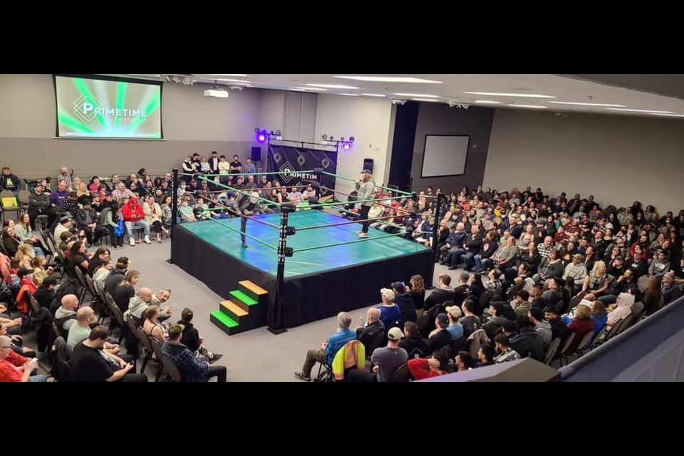 A sold out crowd at the House of Ancestors to see Primetime Wrestling.