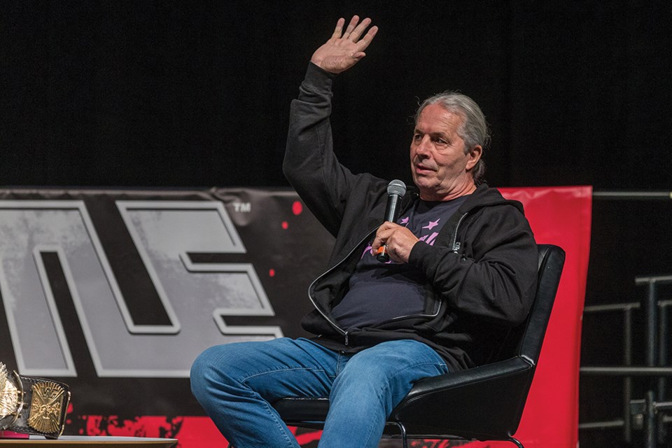 Citizen Photo by James Doyle. Bret "The Hitman" Hart shares stories and experiences on the main stage at CN Centre on Saturday afternoon as part of Northern Fancon.