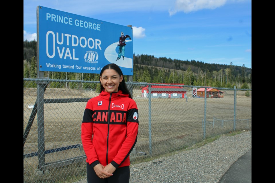 Carolina Hiller came back to her Prince George hometown this week for a visit and returned to the Exhibition Park Ice Oval where she won a silver medal nine years ago competing at the 2015 Canada Winter Games.