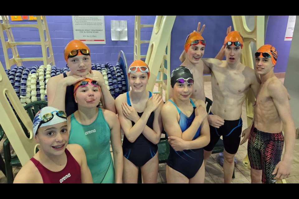 The Prince George Barracudas get together for a team rally just before the Dental Moose Meet began on Friday, April 25, 2025 at the Aquatic Centre.