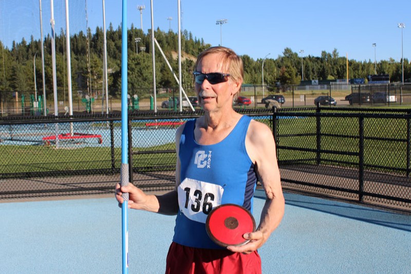 Tom Ukonmaanaho, 76, takes the Canadian and BC Masters record in the decathlon for men 75-79 years old.