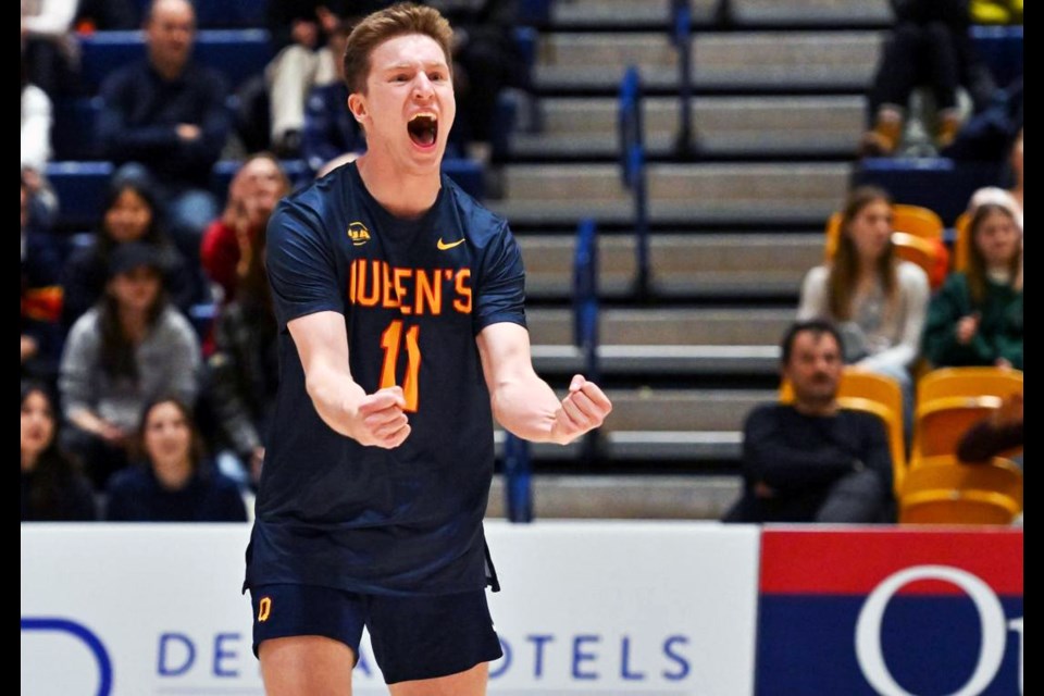 Chris Zimmerman of Prince George had plenty of reasons to celebrate on the volleyball court playing for the Queen's Golden Gaels. This week the 18-year-old was named OUA rookie of the year. 