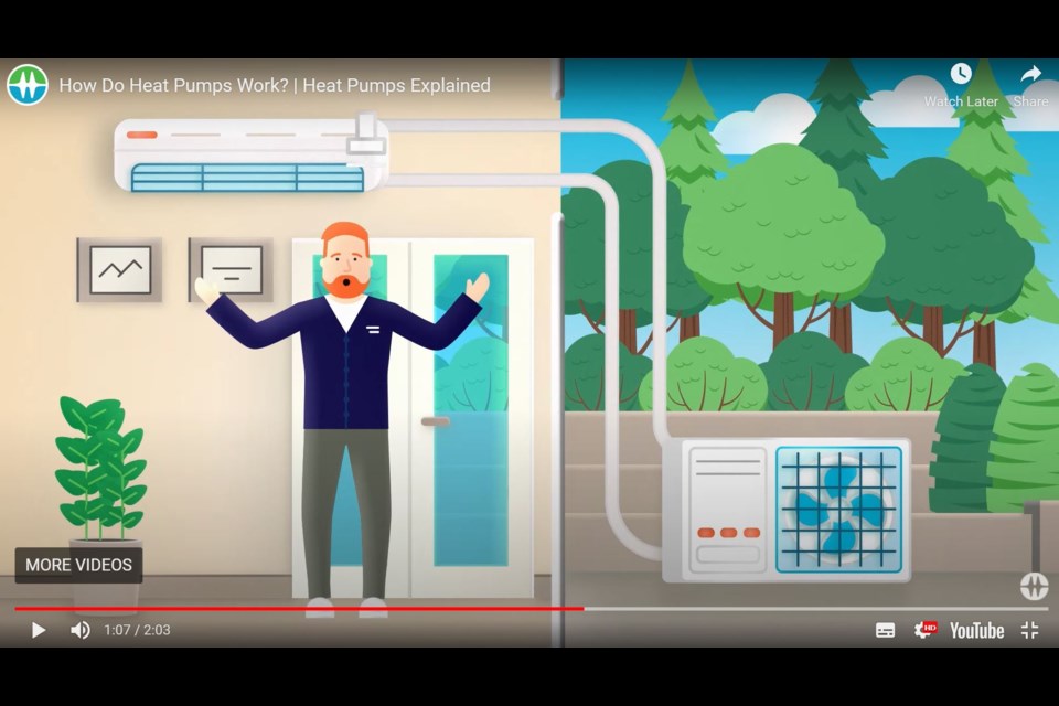In an online video, a cartoon version of BC Hydro's Dave explains how heat pumps work