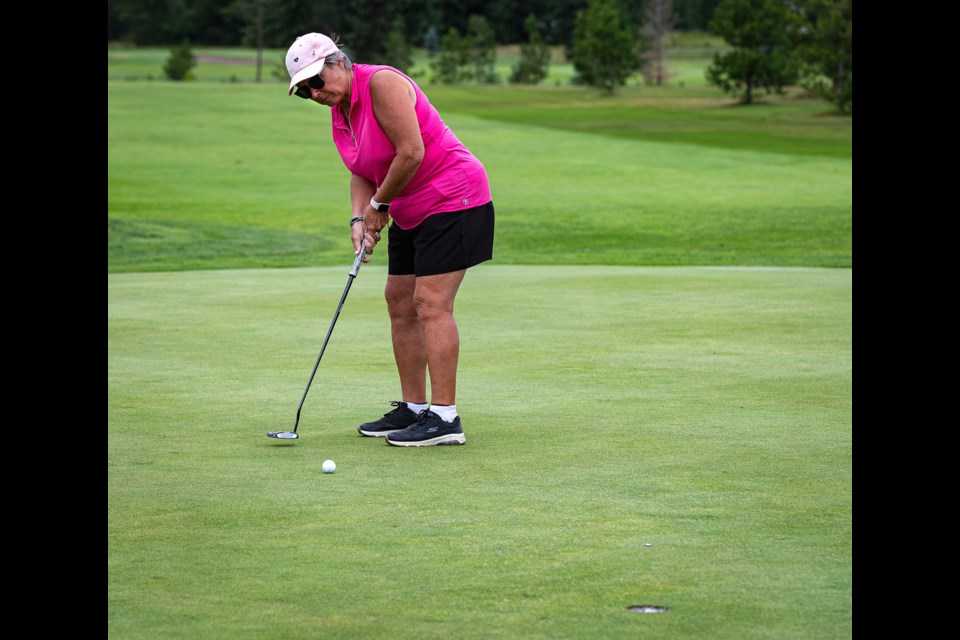 Betty Ann Shiels putts on the ninth green as she competes on the second day of the Ladies Simon Fraser Open at Prince George Golf and Curling Club Sunday, August 10, 2025.