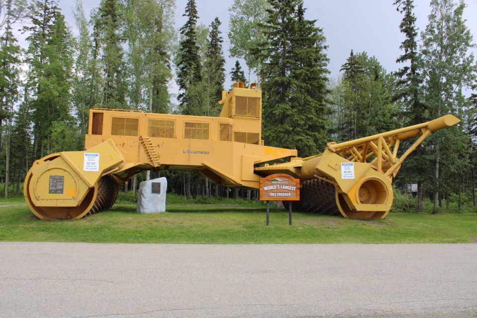 The World's Largest Tree Crusher, a Mackenzie landmark, is a symbol of its forestry past.