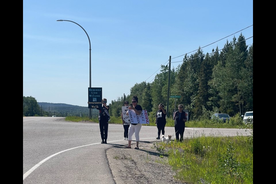The Wilson family  are met with a show of support along Highway 16.
