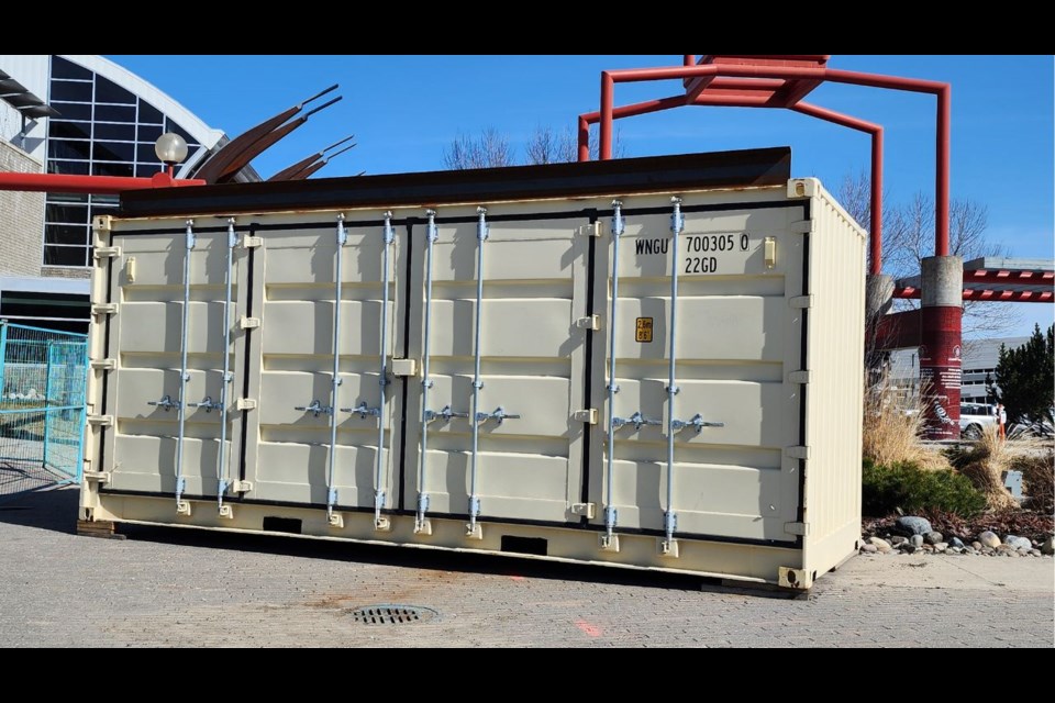 A new mural is needed for this container at Canada Games Plaza.