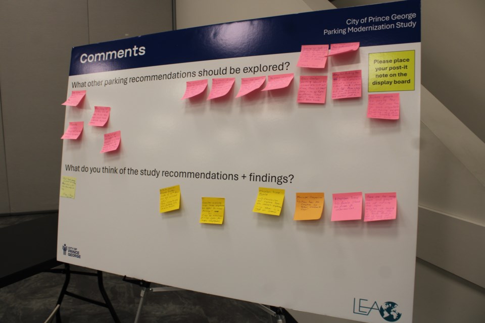 The board used by city staff to address local parking concerns On Wednesday, June 25, 2025 In Prince Geroge, BC