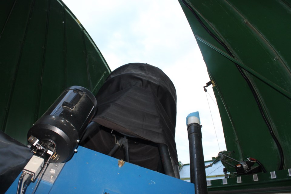 The observatory's 24-inch telescope pointsout at the sky on Tuesday, Aug 12, 2025, in Prince George, BC.
