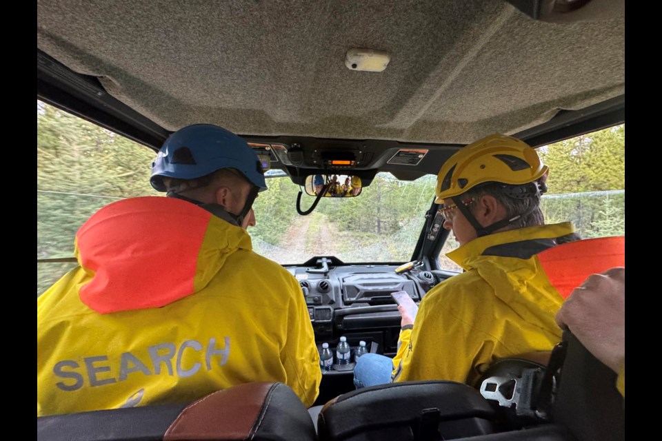 A PGSAR team uses a side-by-side to search for a family on Saturday, May 24, 2025 near Prince George, BC.