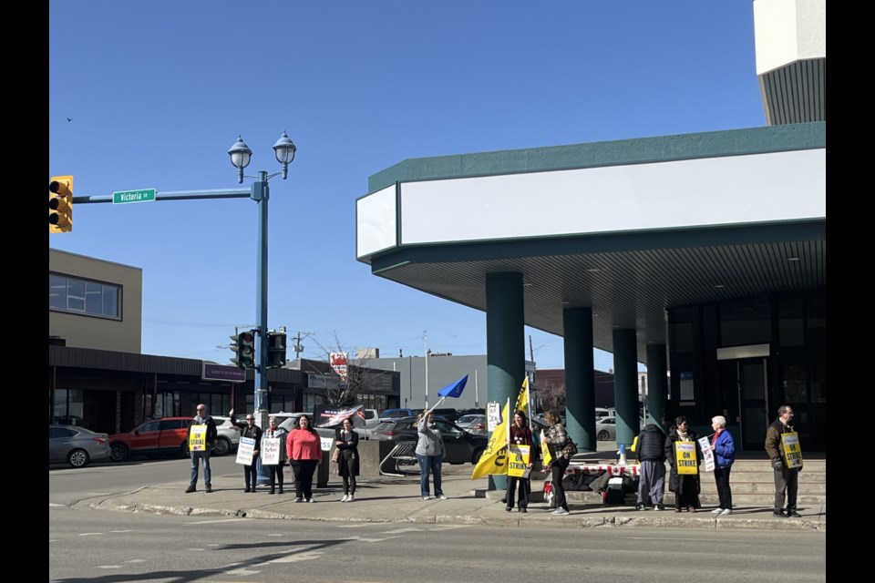 Strikers walk the picket line on Thursday, April 3, 2025 in Prince George, BC.