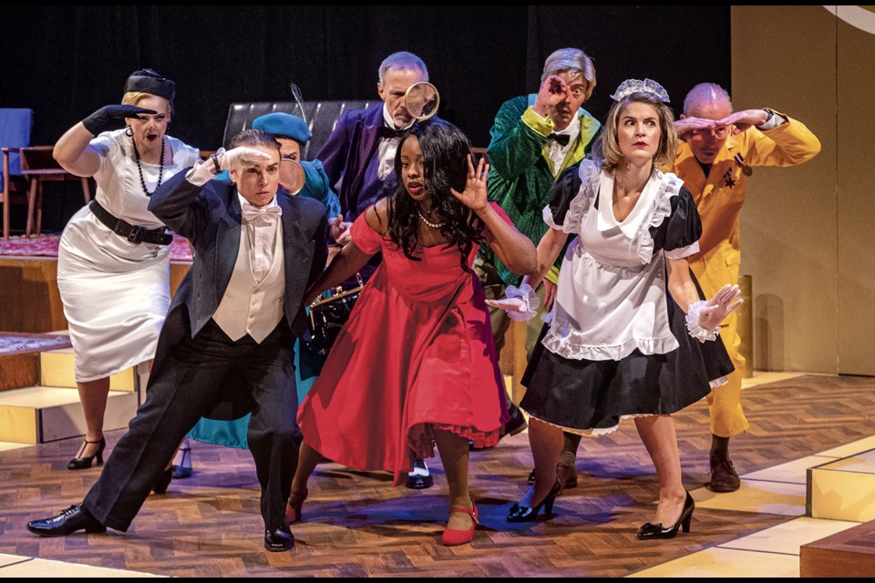 The cast of the Theatre Northwest stage production of Clue: On Stage by Sandy Rustin which opens Sept. 4 and runs until Sept.27 during a dress rehearsal at the Parkhill Centre theatre.