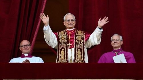 Pope Leo XVI greets the crowd at the Vatican after his election on Thursday, May 8, 2025. Cardinal Robert Prevost, born in Chicago, carried out much of his work in South America before being named a cardinal by Pope Francis in 2023.