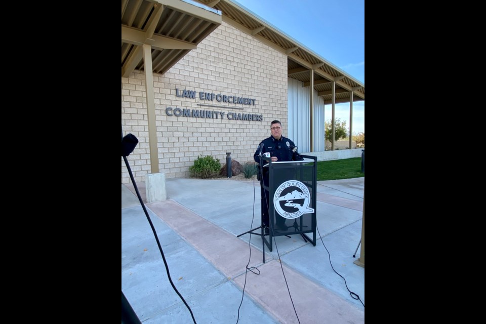 Queen Creek Police Chief Randy Brice's first official press conference in January after the town's new police department went live, taking over from the Maricopa County Sheriff's Office.