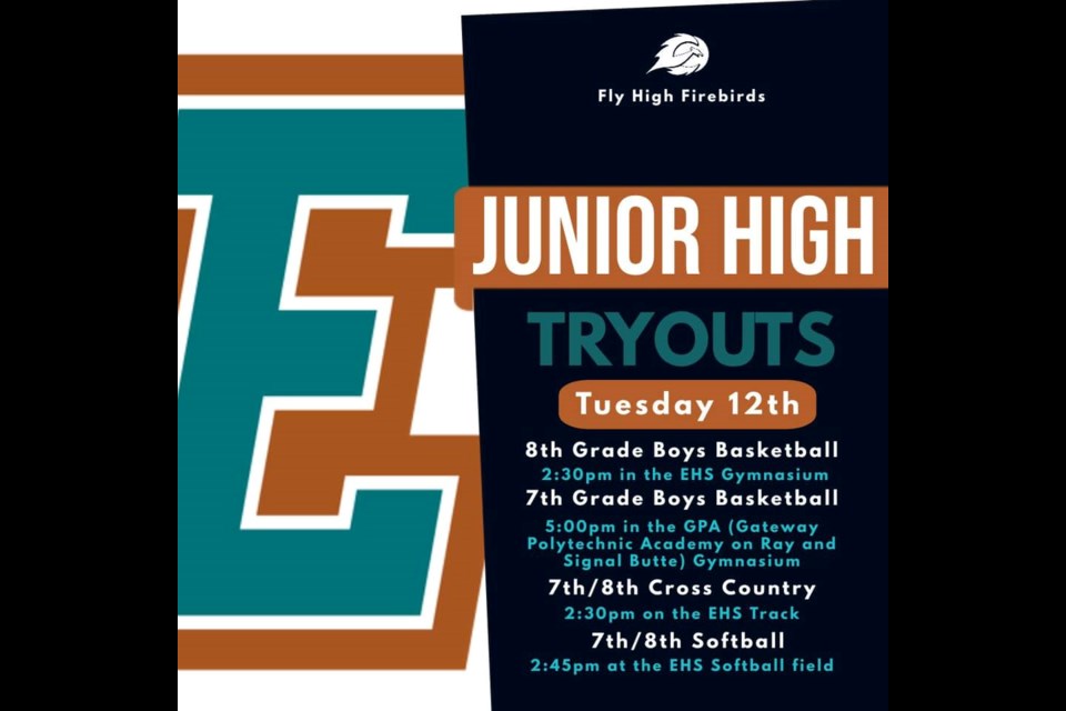 Tryouts for Quarter 2 Junior High Sports begin on Oct. 12.