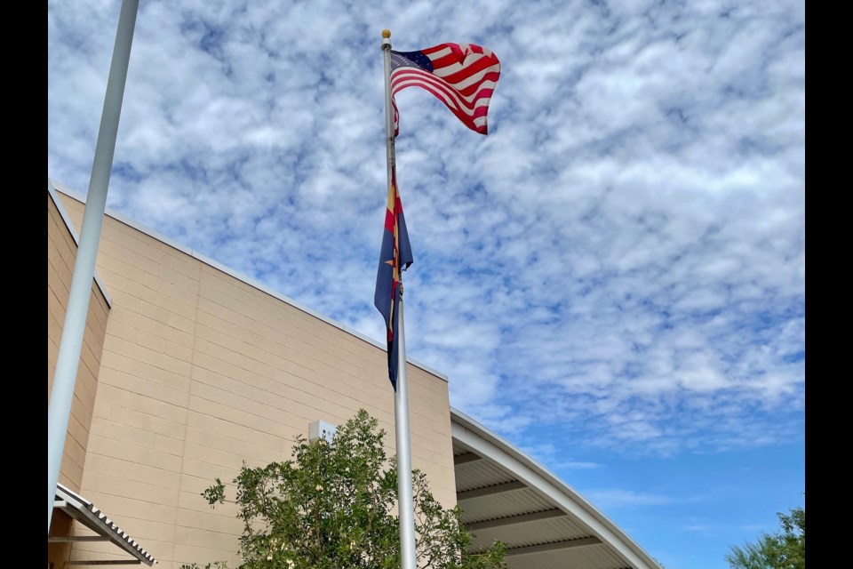Each Queen Creek Unified School District classroom proudly displays the American flag, Pledge of Allegiance and Constitution, and each school day begins with the reciting of the Pledge of Allegiance.