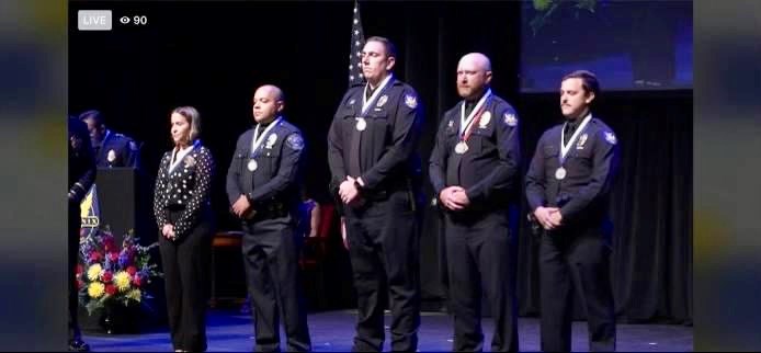 Queen Creek Police Officer Antonio Rodriguez was honored this week with the Phoenix Police Department's Medal of Valor. Rodriguez worked for the Phoenix Police Department when his squad saved the life of a baby being held at gunpoint in January 2021. Along with Rodriguez, Phoenix police officers Alex Cowan, Logan Egnor and Cameron Prior were the rest of the squad members honored.