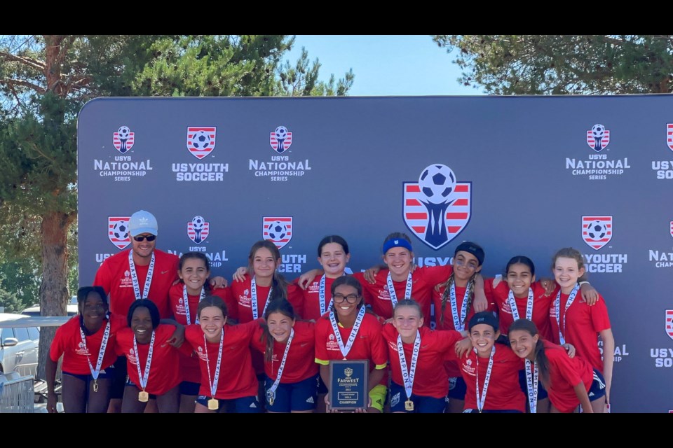 The Arizona Soccer Club under-13 girls team with their Far West Regional Championship trophy, which they won after beating Las Vegas Surf 2-1, making them the club’s first ever regional champion. They now head to Orlando to compete in the National Championships.