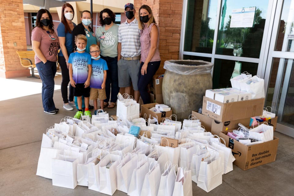 Gilbert's Asher Vogt, who spent 340 days in treatment at Banner Children’s Medical Center, celebrated his sixth birthday by delivering a large donation of gifts for young patients on July 19, 2022 at the Mesa hospital.