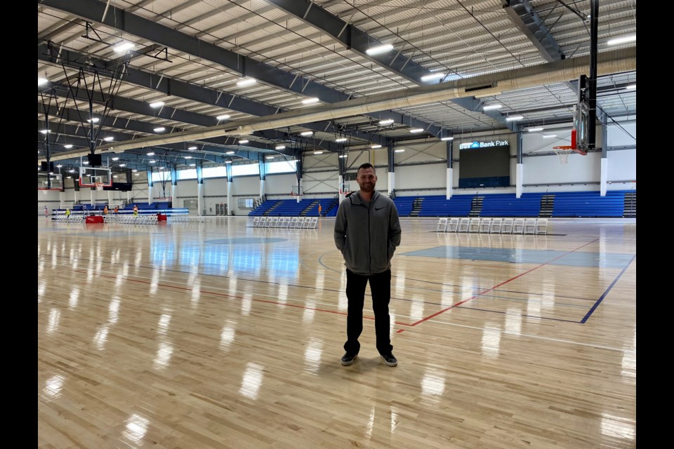 Legacy Sports USA President Brett Miller inside the massive basketball facility at Bell Bank Park on Jan. 5, 2022.