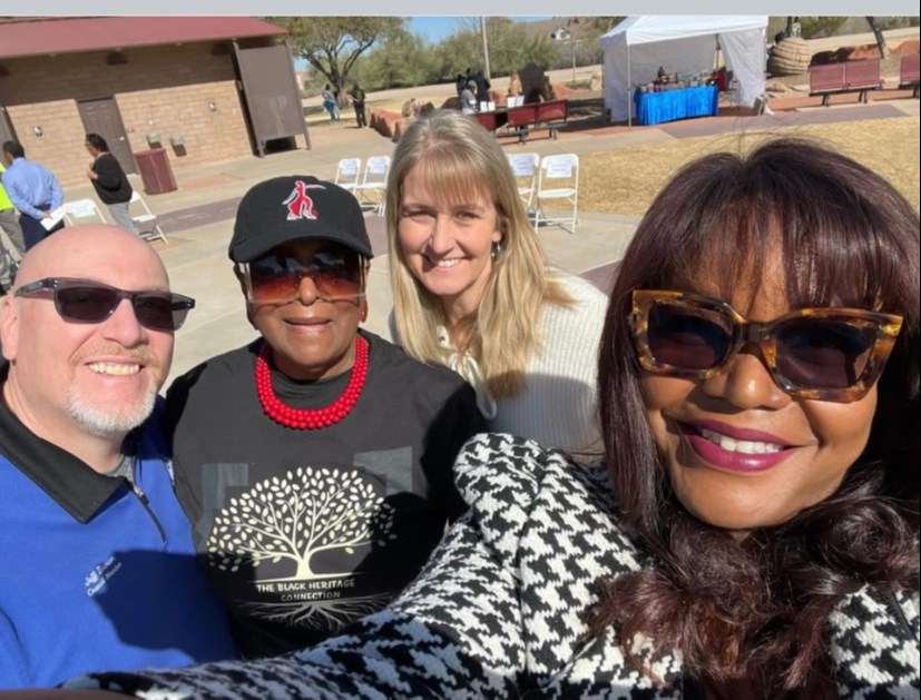 From left: Jeff Brown, Elaine Davis, Dawn Oliphant and Tammy Robinson at the first ever gathering for Black Heritage Month at Desert Mountain Park in Queen Creek.