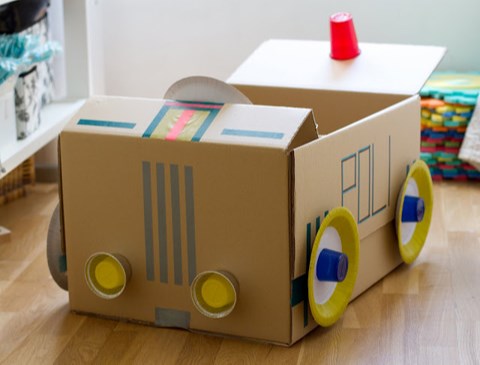 Create a box car from cardboard and other recyclable materials and bring it to a free movie night at Founders' Park in Queen Creek April 7, 2023 as part of the town's Earth Month festivities.