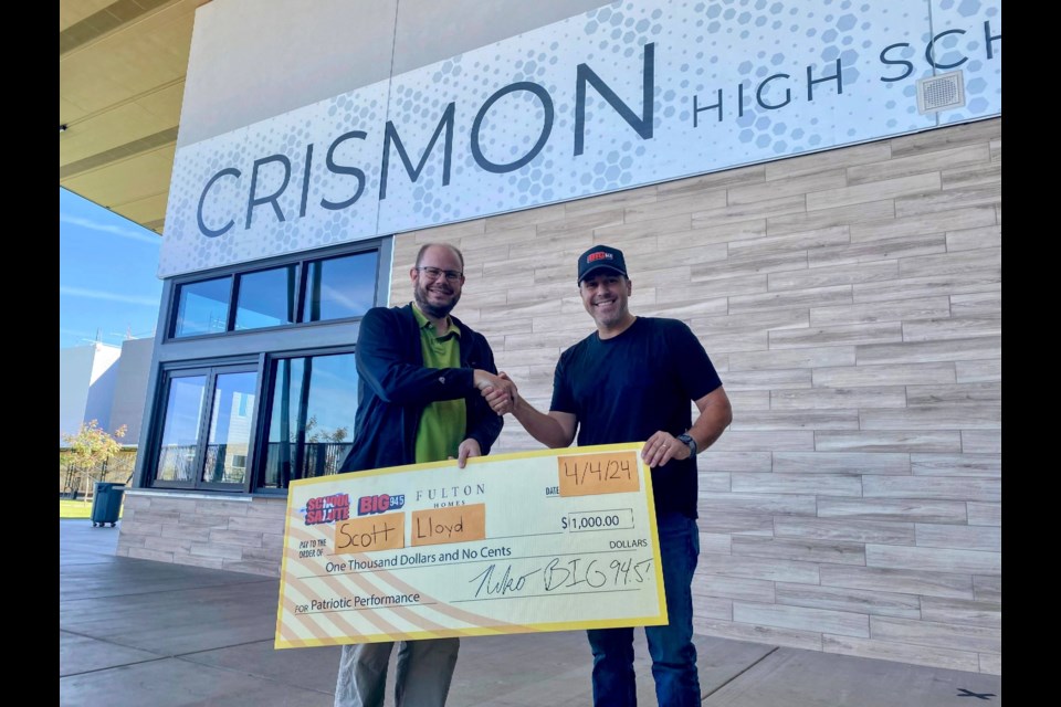 Scott Lloyd, the esteemed marching band teacher at Crismon High School in Queen Creek, is the April winner of Fulton Homes’ School Salute, marking the last honoree of a year-long journey celebrating outstanding educators across the Valley.