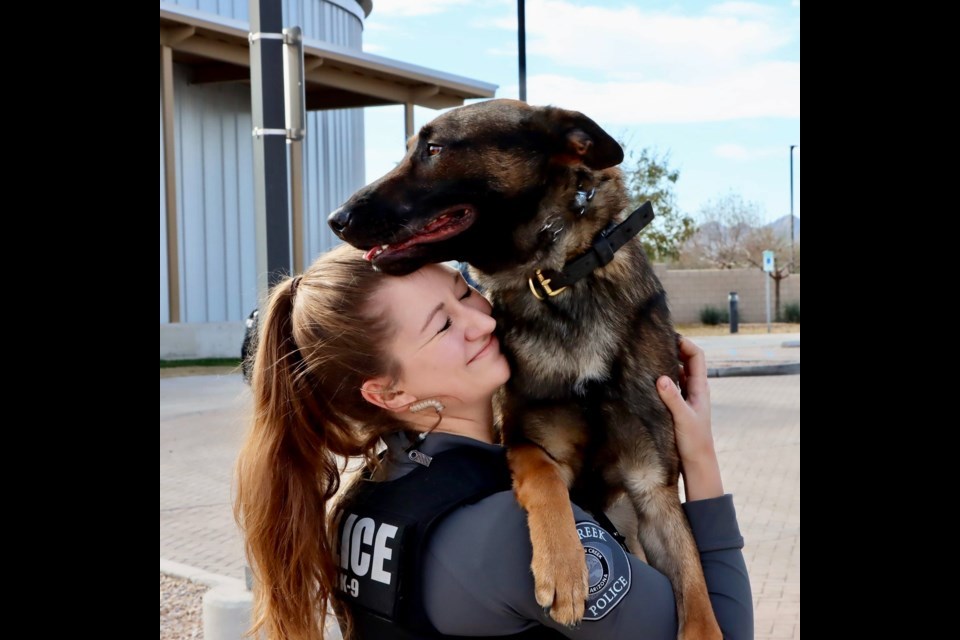 Queen Creek Police Officer Deanna Kuhn and K9 Obi took first place in the Explosives Ordinance Detection challenge at the recent 20th Desert Dog Police K9 Trials and Public Safety Expo in Scottsdale, put on by the Arizona Law Enforcement Canine Association.