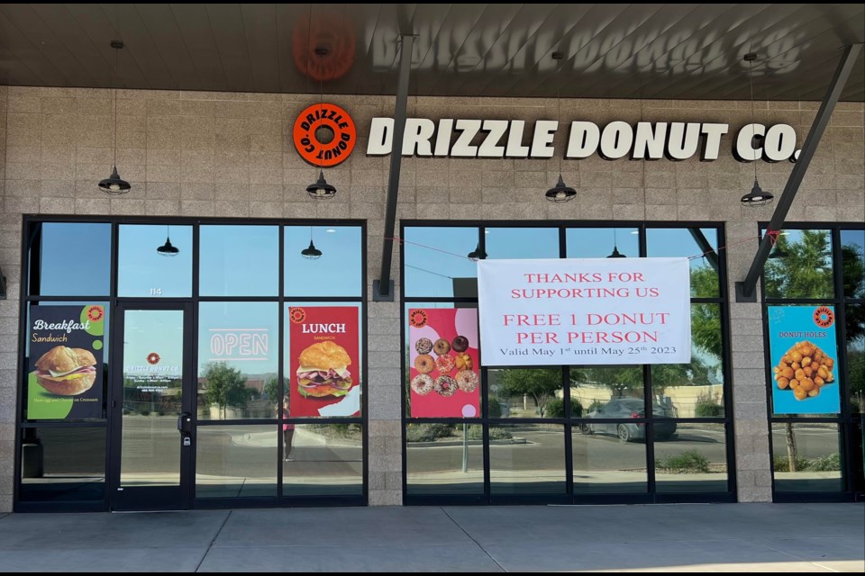 Drizzle Donut Co. in Queen Creek, now owned by the Valley’s well-known BoSa Donuts, is offering customers a free doughnut per person per day, starting May 1 and continuing until May 25, 2023.
