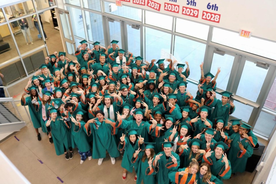 Class of 2022 Eastmark High School senior Firebirds were greeted with cheers and signs during their first "Grad Walk" with Gateway Polytechnic Academy and Silver Valley Elementary School on May 18, 2022.