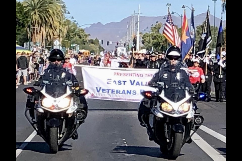 The annual East Valley Veterans Parade will roll through downtown Mesa on Veterans Day, Saturday, Nov. 11. This year’s parade theme is “Vietnam Valor,” honoring the 50th anniversary of the end of the Vietnam War and those who served.