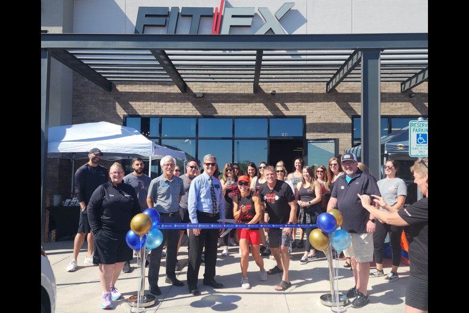 The Fit FX staff and owners, Kendy and Johnny Nicholson, celebrated their grand opening on April 12, 2024 with local vendors, raffle prizes, samples and a Queen Creek Chamber of Commerce ribbon cutting.