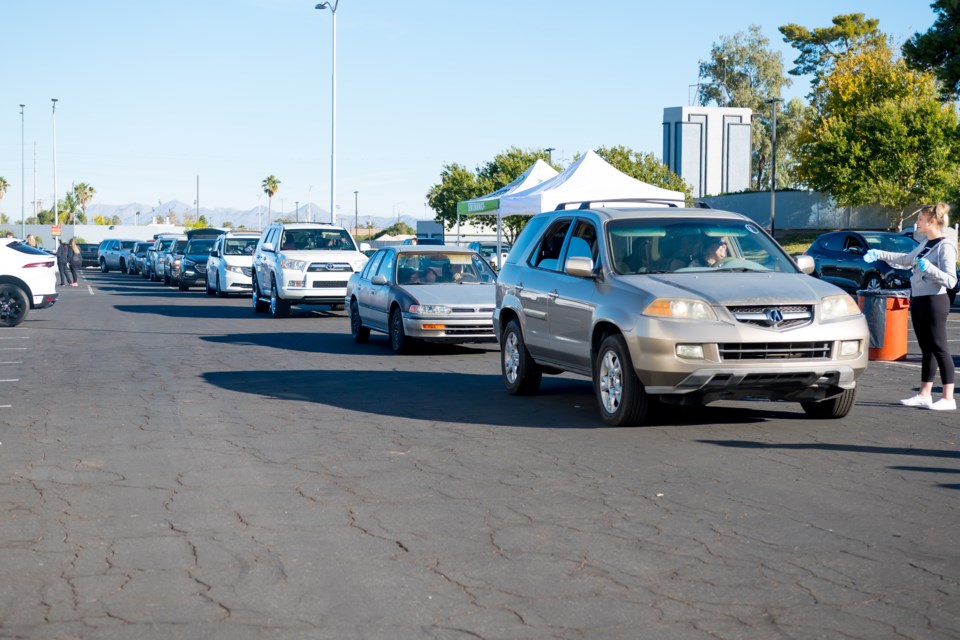 In partnership with State Farm, the Department of Economic Security and the Arizona Cardinals Football Club, the food distribution will be from 9 a.m. to 1 p.m., or when the food runs out, on Monday, Nov. 20 at the Mesa Convention Center, 263 N. Center St.