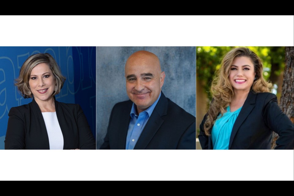 From left: Carla Vargas Jasa, president and CEO of the Valley of the Sun United Way; Todd Sanders, president and CEO of the Greater Phoenix Chamber; and Monica Villalobos, president and CEO of the Arizona Hispanic Chamber of Commerce.