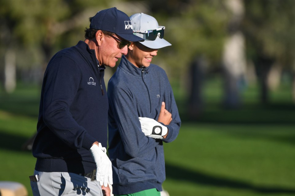 Queen Creek resident Jake Walden, 17, a junior golfer with Local First Tee of Phoenix, played in Wednesday’s Schwab Cup Pro-Am with Phil Mickelson. (Nov. 10, 2021)